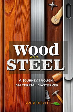 A visually captivating book cover design showcasing the theme of wood and metal