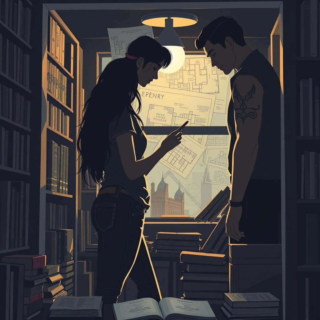 The cover design beautifully captures the silhouettes of two characters inside a charming bookstore, illuminated by the soft light of a reading lamp