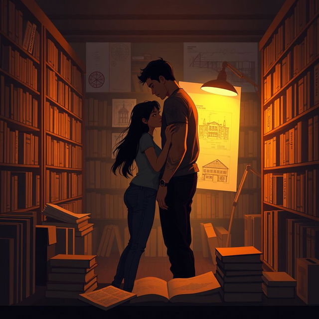 The cover design illustrates the silhouettes of two characters inside a warm, inviting bookstore, illuminated by the soft glow of a reading lamp