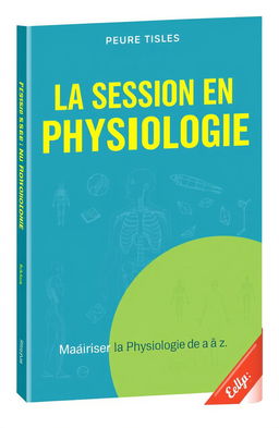 A visually engaging book cover design for the title 'LA SESSION EN PHYSIOLOGIE' featuring a modern and clean layout