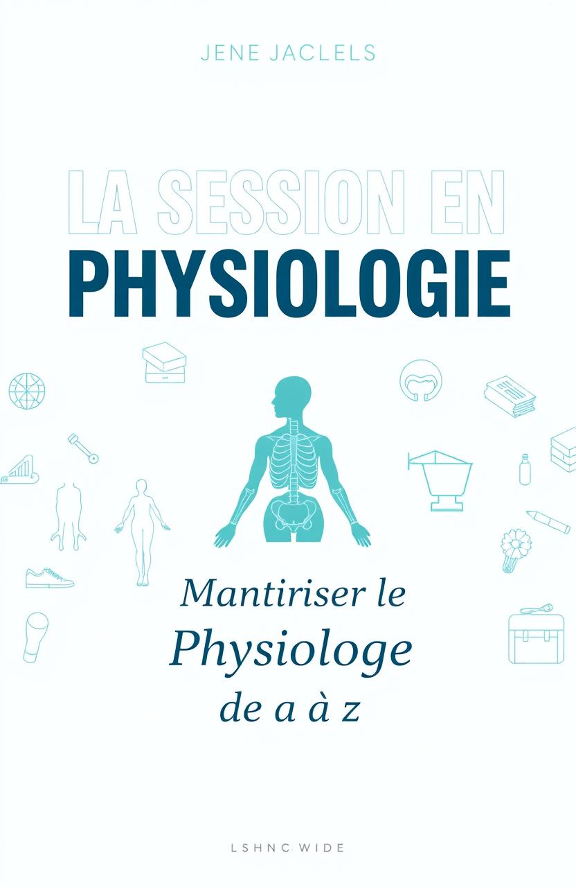 A visually engaging book cover design for the title 'LA SESSION EN PHYSIOLOGIE' featuring a modern and clean layout