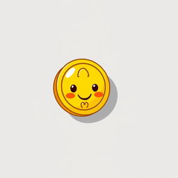 A playful cartoon-style golden coin icon, featuring a bright, shiny yellow surface with no facial features