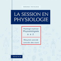 An engaging book cover design for the title 'LA SESSION EN PHYSIOLOGIE' featuring a structured and modern layout