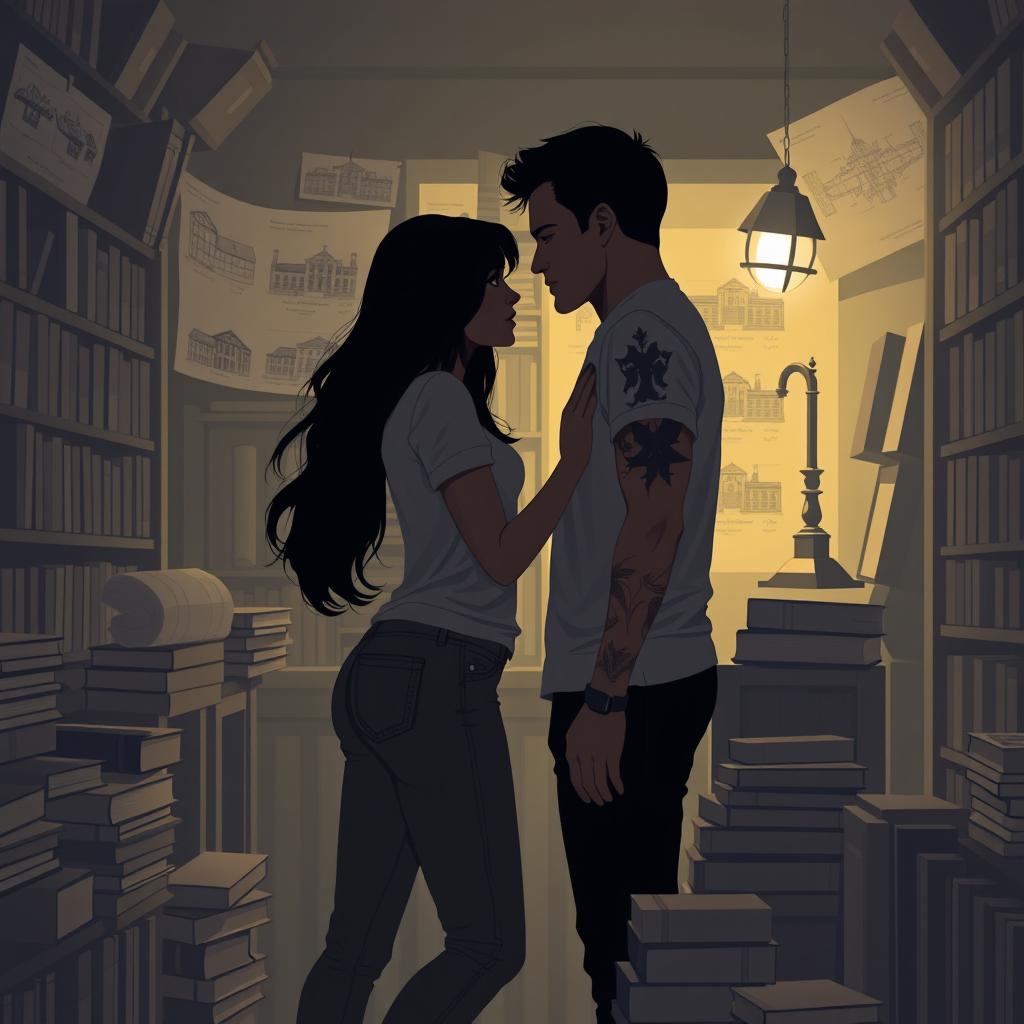 The cover design depicts the silhouettes of two characters inside a cozy bookstore, softly illuminated by the gentle light of a reading lamp