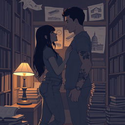 The cover design depicts the silhouettes of two characters inside a cozy bookstore, softly illuminated by the gentle light of a reading lamp