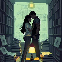 The cover design depicts the silhouettes of two characters inside a cozy bookstore, softly illuminated by the gentle light of a reading lamp