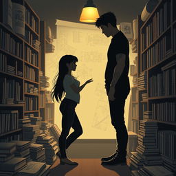 The cover design depicts the silhouettes of two characters inside a cozy bookstore, softly illuminated by the gentle light of a reading lamp