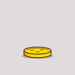 A simplistic cartoon-style golden coin icon, showcasing a bright, shiny yellow surface