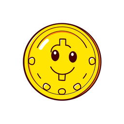 A simplistic cartoon-style golden coin icon, showcasing a bright, shiny yellow surface