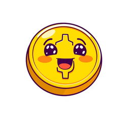 A vibrant and playful cartoon-style golden coin icon, featuring a glossy, bright yellow surface