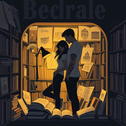 The cover design showcases the silhouettes of two characters nestled within a charming bookstore, illuminated by the soft glow of a reading lamp