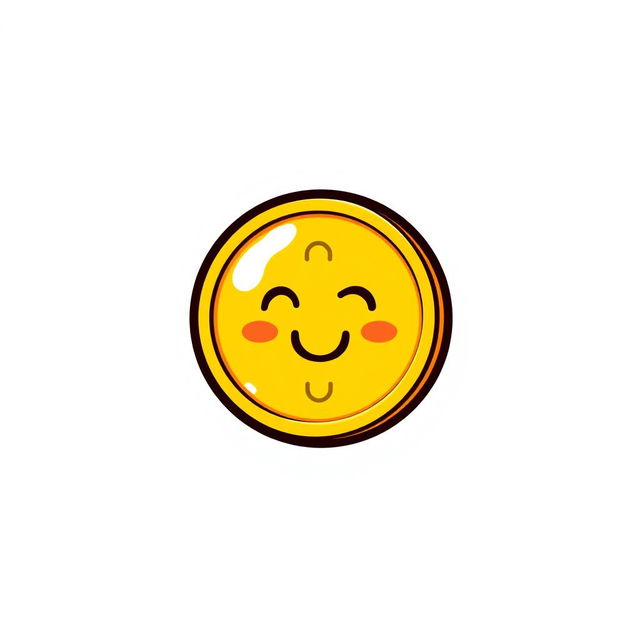 A cheerful cartoon-style golden coin icon, featuring a bright, shiny yellow surface