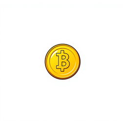 A simple and clean 2D golden coin icon, featuring a bright yellow surface with a glossy finish