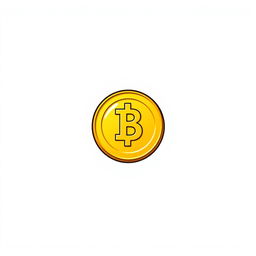 A simple and clean 2D golden coin icon, featuring a bright yellow surface with a glossy finish