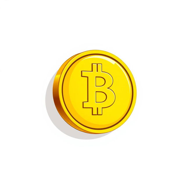 A simple and clean 2D golden coin icon, featuring a bright yellow surface with a glossy finish