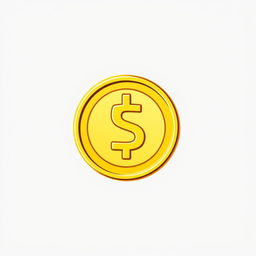 A simple and clean 2D golden coin icon, featuring a bright yellow surface with a glossy finish