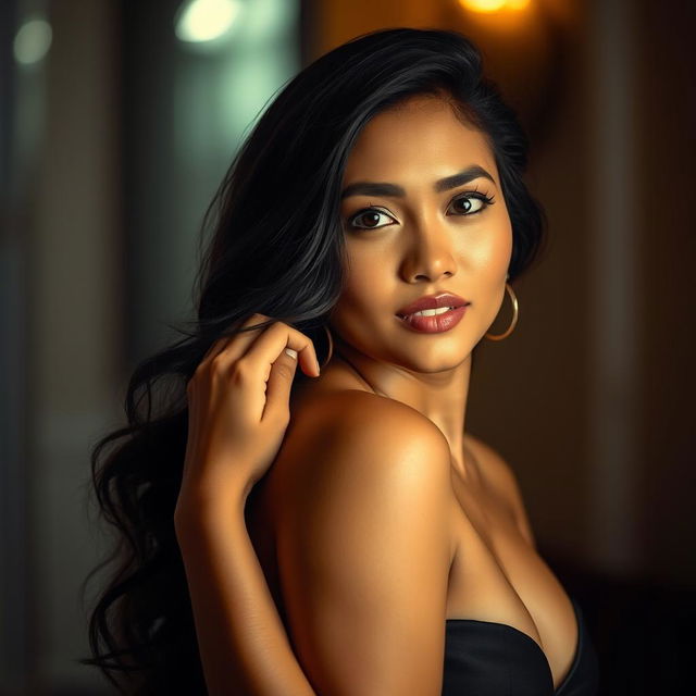 An Indonesian woman showcasing her natural beauty with confidence and elegance