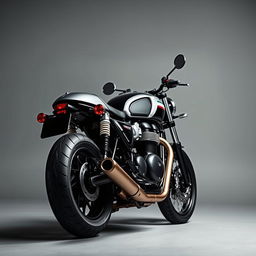 A stunning Triumph Thruxton 1200 R motorcycle showcased in a striking grey background