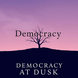 A modern and minimalist book cover for 'Democracy at Dusk', emphasizing simplicity while remaining unique and impactful