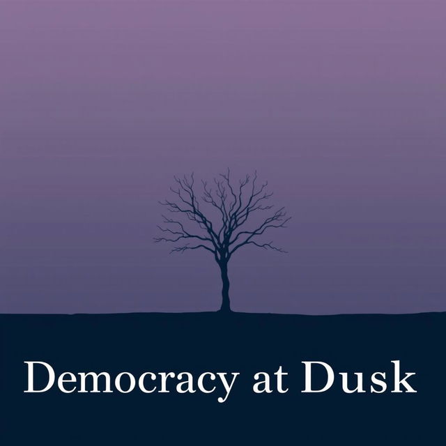 A modern and minimalist book cover for 'Democracy at Dusk', emphasizing simplicity while remaining unique and impactful