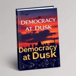 A modern and unique book cover for 'Democracy at Dusk', capturing the essence of the fall of democracy in Bangladesh