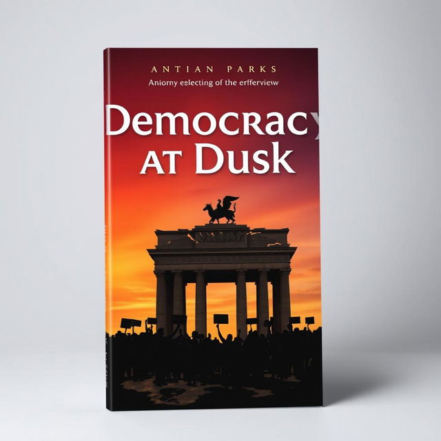 A modern and unique book cover titled 'Democracy at Dusk'