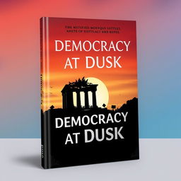 A modern and unique book cover titled 'Democracy at Dusk'