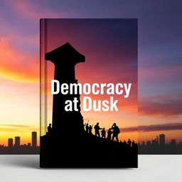 A modern and unique book cover titled 'Democracy at Dusk'