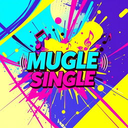 A vibrant and eye-catching music single cover featuring a dynamic abstract design, combining bright colors like electric blue, neon pink, and vibrant yellow