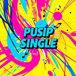 A vibrant and eye-catching music single cover featuring a dynamic abstract design, combining bright colors like electric blue, neon pink, and vibrant yellow