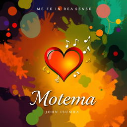 A visually striking music poster inspired by the song "Motema" by artist John Isumba, featuring a stylized heart symbol representing love and emotion