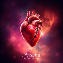 A stunning realistic art poster inspired by the song "Motema" by the artist John Isumba, featuring a beautifully detailed heart as the central focus