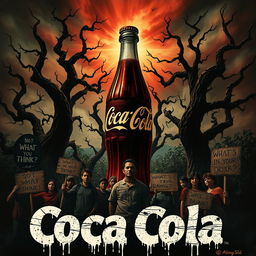 A captivating horror movie poster that plays on the misconception that Coca-Cola is made from real coca nuts