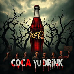 A captivating horror movie poster that plays on the misconception that Coca-Cola is made from real coca nuts