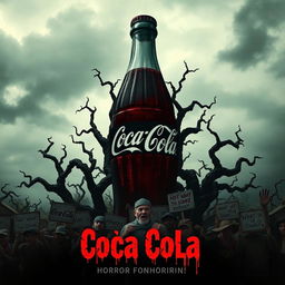 A captivating horror movie poster that plays on the misconception that Coca-Cola is made from real coca nuts