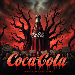 A captivating horror movie poster that plays on the misconception that Coca-Cola is made from real coca nuts