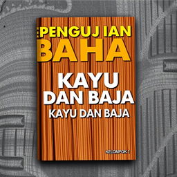 A book cover design featuring the title "PENGUJIAN BAHAN" prominently at the top in bold, clear typography