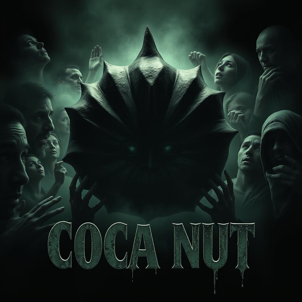 A haunting horror movie poster that revolves around the mystery of what a coca nut truly is