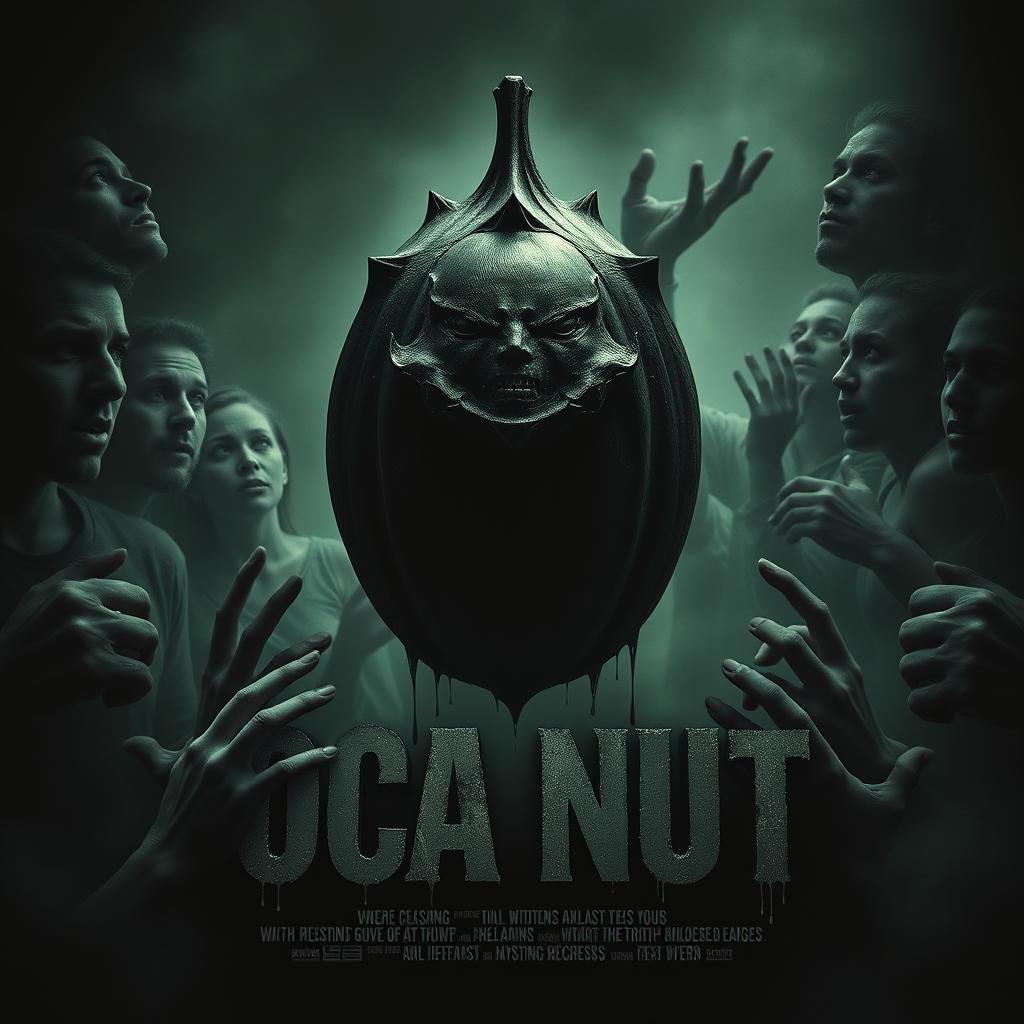 A haunting horror movie poster that revolves around the mystery of what a coca nut truly is