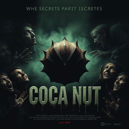 A haunting horror movie poster that revolves around the mystery of what a coca nut truly is