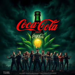 An intense horror movie poster showcasing cola nuts as the saviors against the ominous presence of Coca-Cola