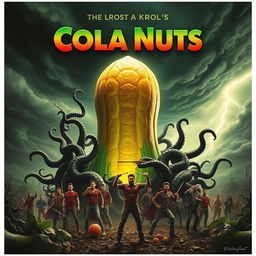 An engaging horror movie poster that depicts cola nuts as the unexpected heroes saving the world