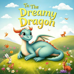 A delightful illustration for a children's storybook titled 'The Dreamy Dragon