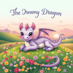 An enchanting illustration for a children's storybook titled 'The Dreamy Dragon