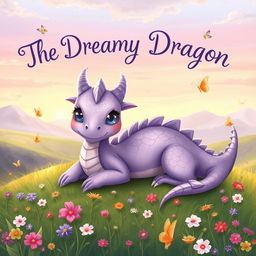 An enchanting illustration for a children's storybook titled 'The Dreamy Dragon