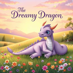 An enchanting illustration for a children's storybook titled 'The Dreamy Dragon