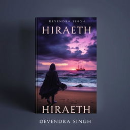 A striking book cover for the novel "HIRAETH" by Devendra Singh, encompassing a tragic romantic theme