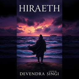 A striking book cover for the novel "HIRAETH" by Devendra Singh, encompassing a tragic romantic theme