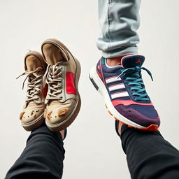 A captivating photograph focusing on the lower halves of two people standing side by side