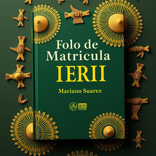 Book cover design featuring the title "Folio de Matrícula IERI Mariano Suarez" in an elegant typography